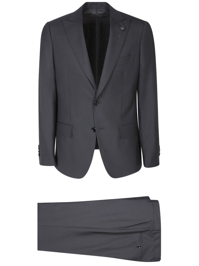 Lardini Black Wool Suit