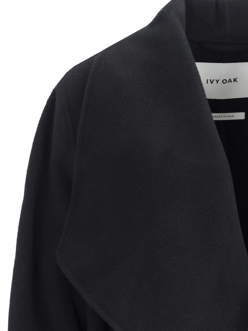 Ivy & Oak Carrie Rose Black Wool Coat With Draped Collar