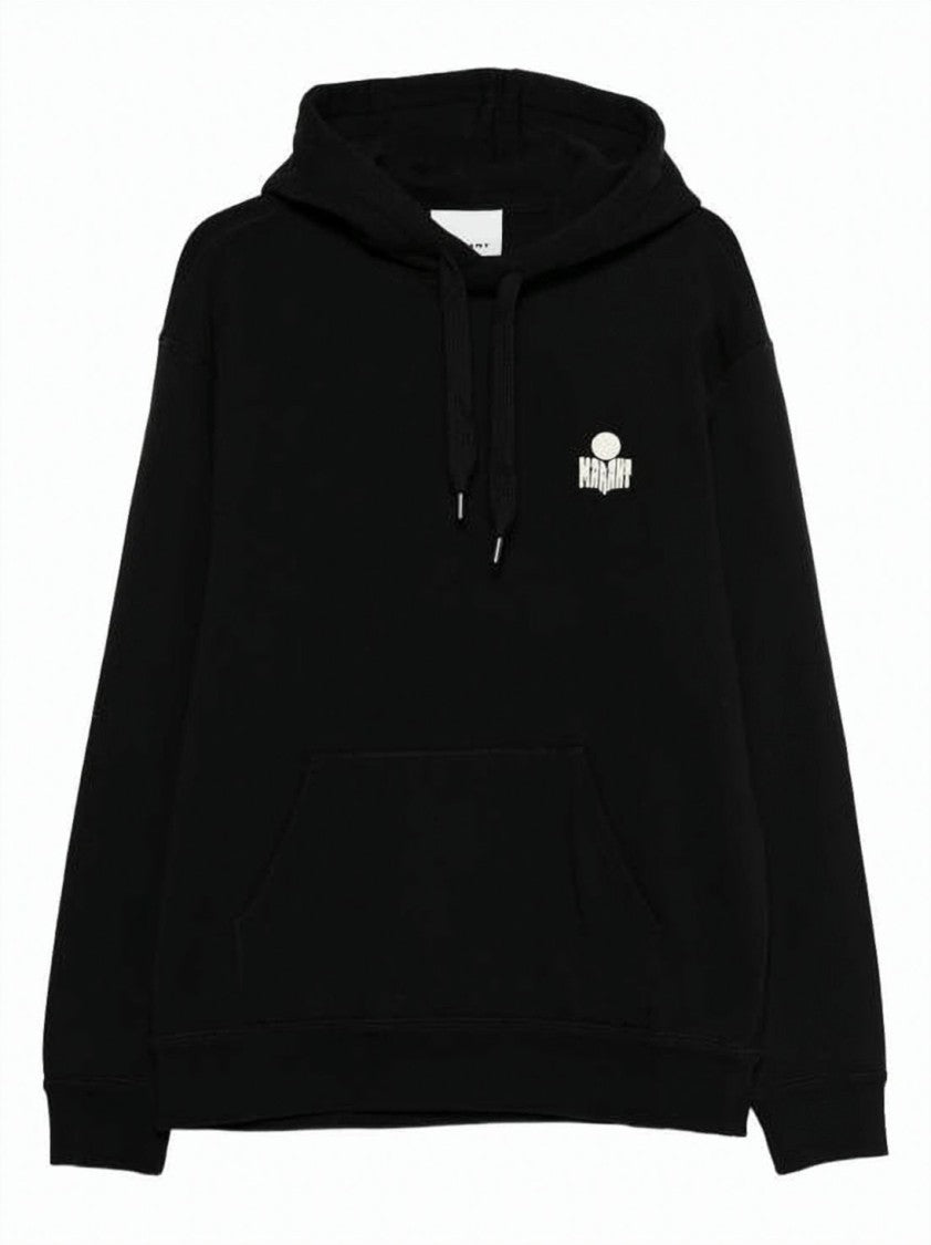 Isabel Marant Relaxed Fit Black Hoodie With Adjustable Drawstring And Contrasting Logo