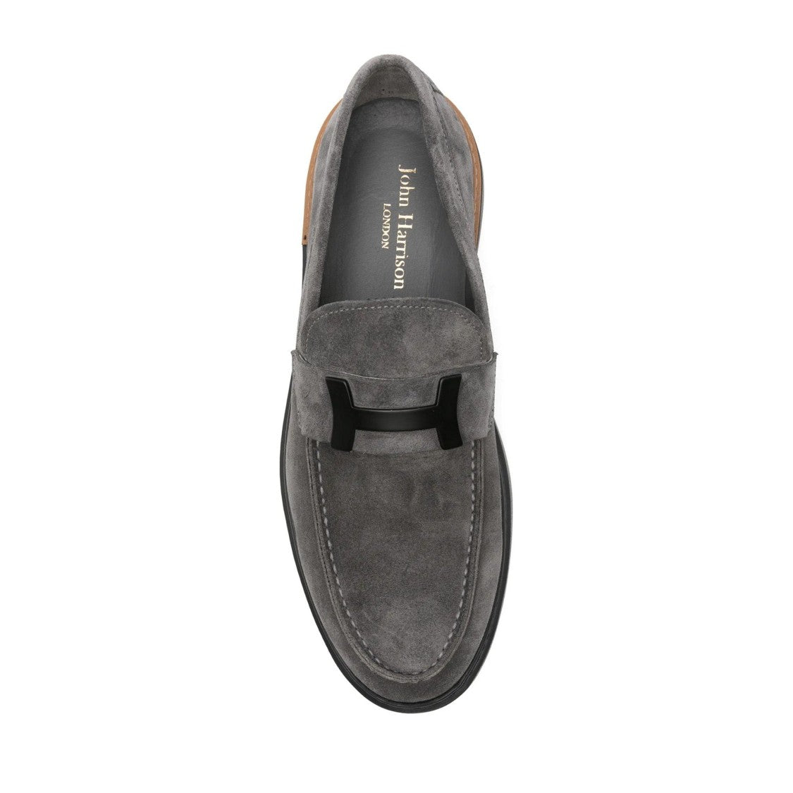 John Harrison Gray Suede Decorative Strap Loafers
