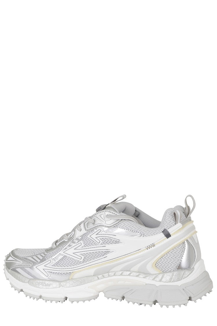 Off-White Gray Be Right Back Mesh Leather Sneakers