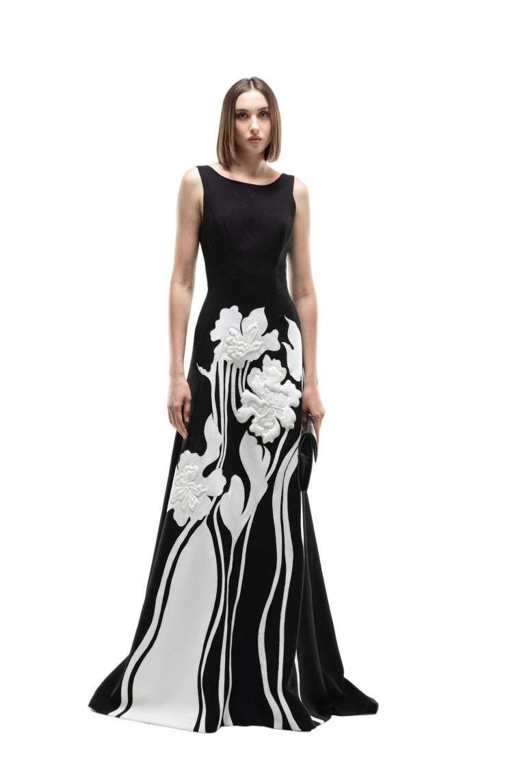 Saiid Kobeisy Embroidered Padded Crepe Dress