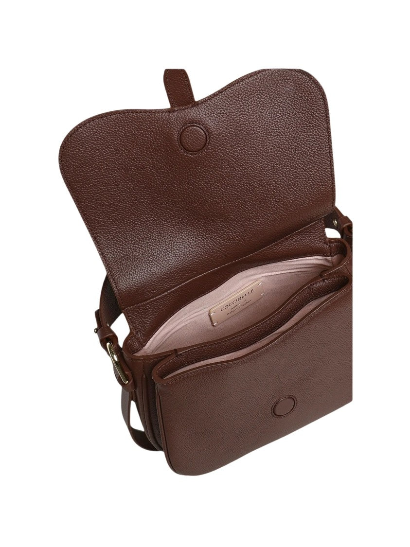 Coccinelle Structured Grained Leather Tote Bag With Decorative Flap Closure
