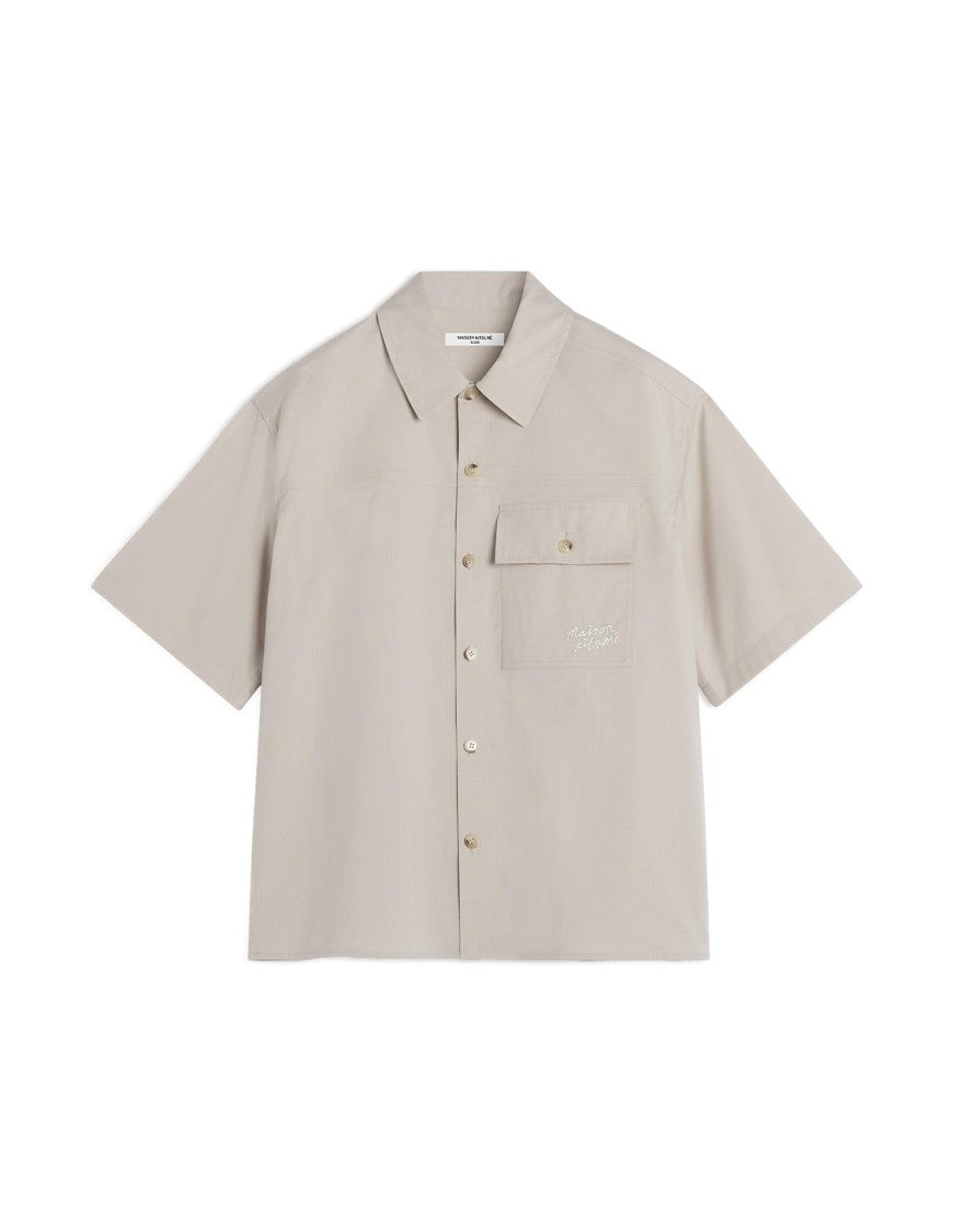 Maison Kitsuné Short Sleeve Cotton Overshirt