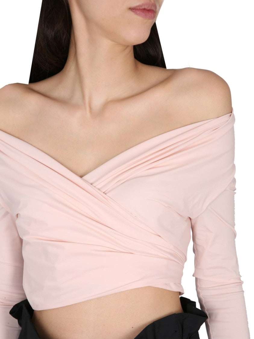 Philosophy Di Lorenzo Serafini Off-The-Shoulder Crop Shirt