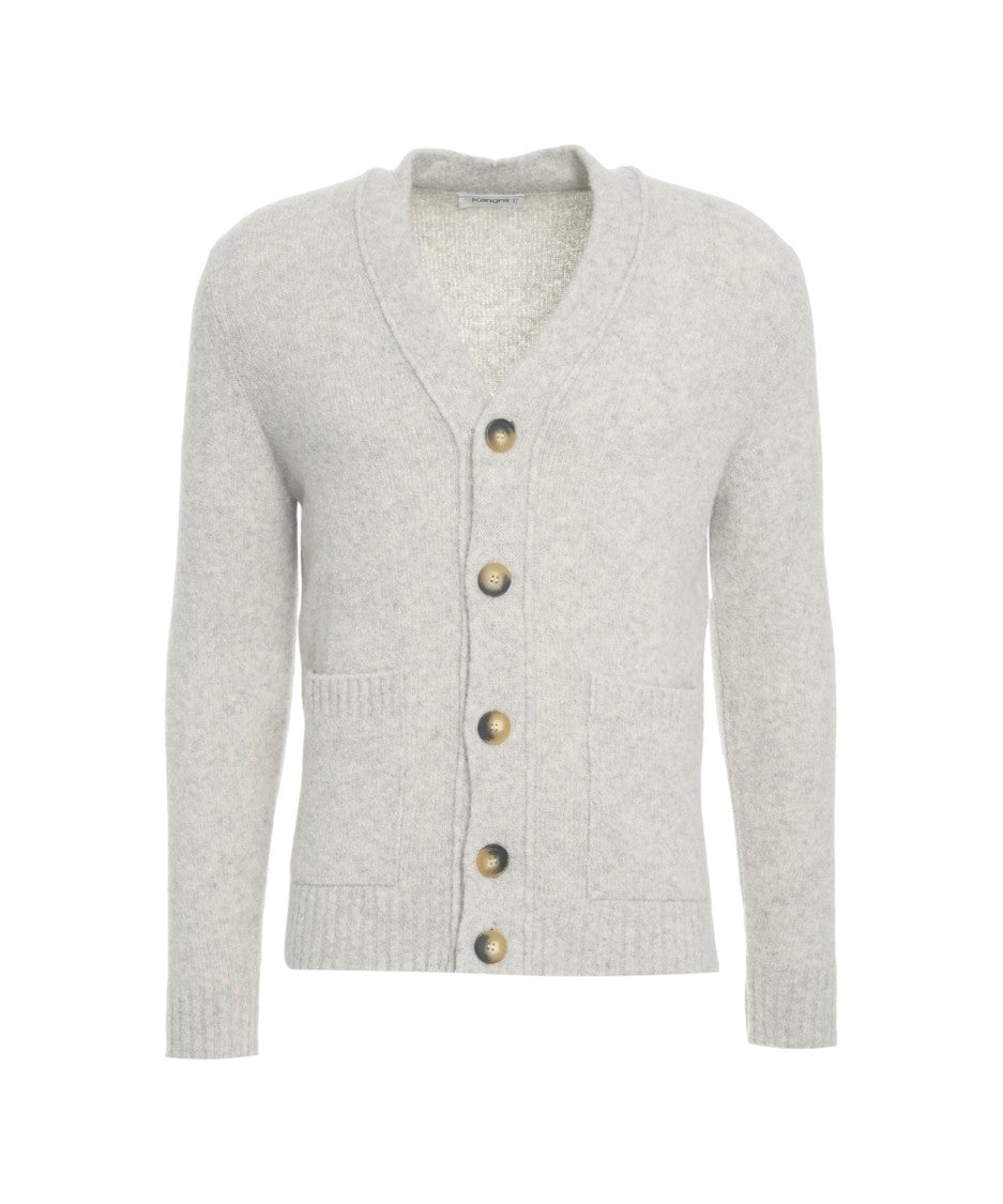 Kangra Cashmere Blend Cardigan With V-Neck And Button Closure