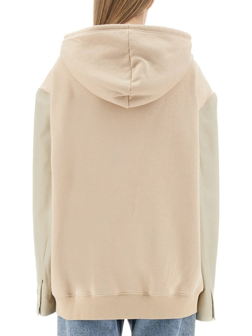 Mm6 By Maison Margiela Oversized Hooded Sweatshirt With Contrasting Sleeves