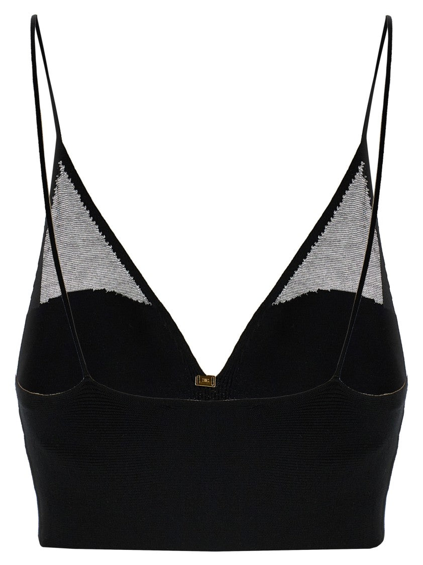 Elisabetta Franchi Slim-Fit Knit Top With Transparent Panels