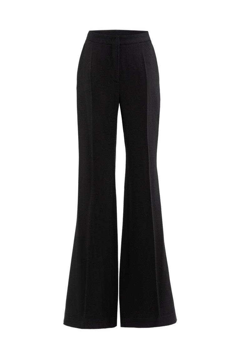 Saiid Kobeisy Jet Black Crepe Straight-Cut Pants