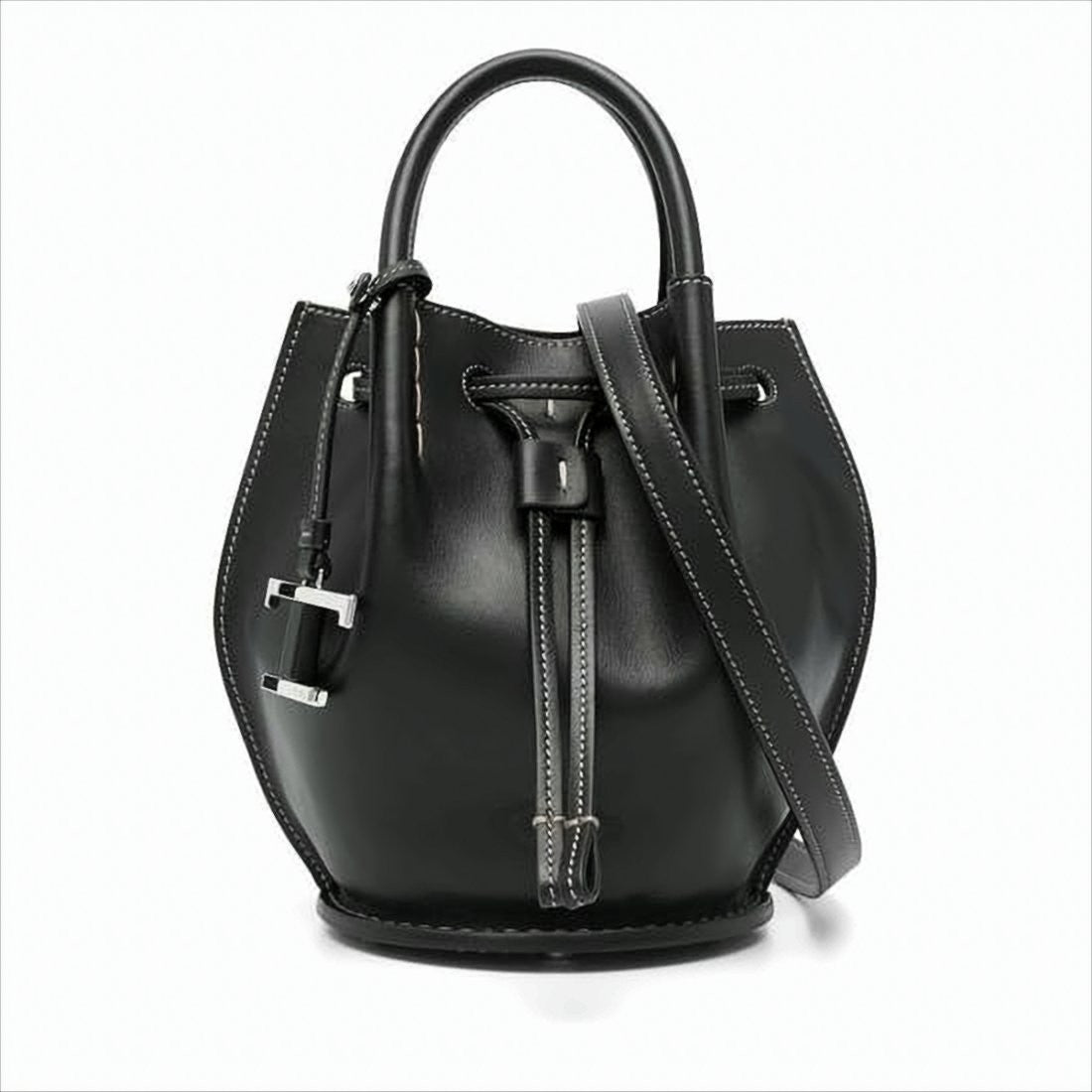 Tod's Structured Black Calf Leather Tote Bag