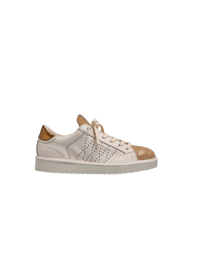Panchic Lace-Up Sneakers With Golden Lurex Suede Toe Cap