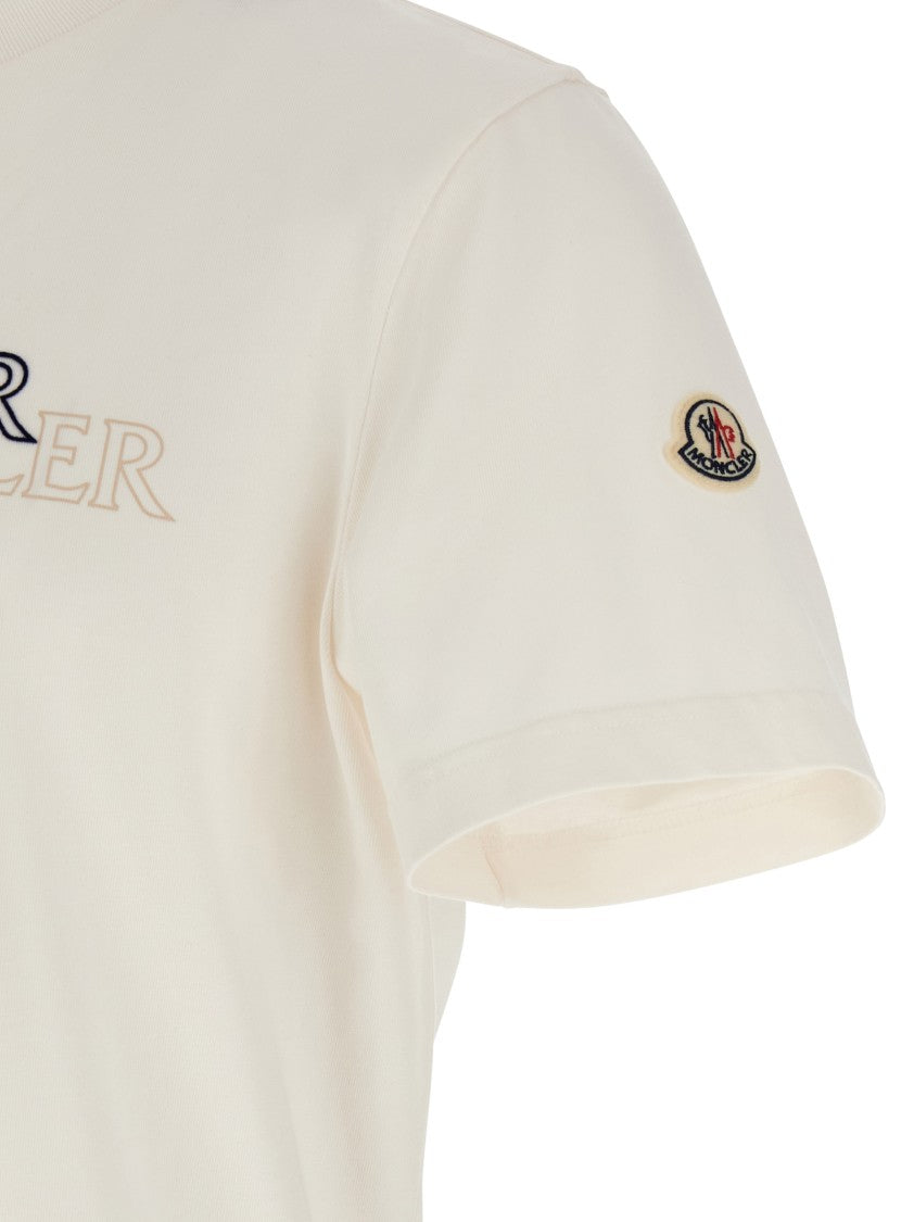 Moncler Flocked Logo T-Shirt With Crew Neck And Design