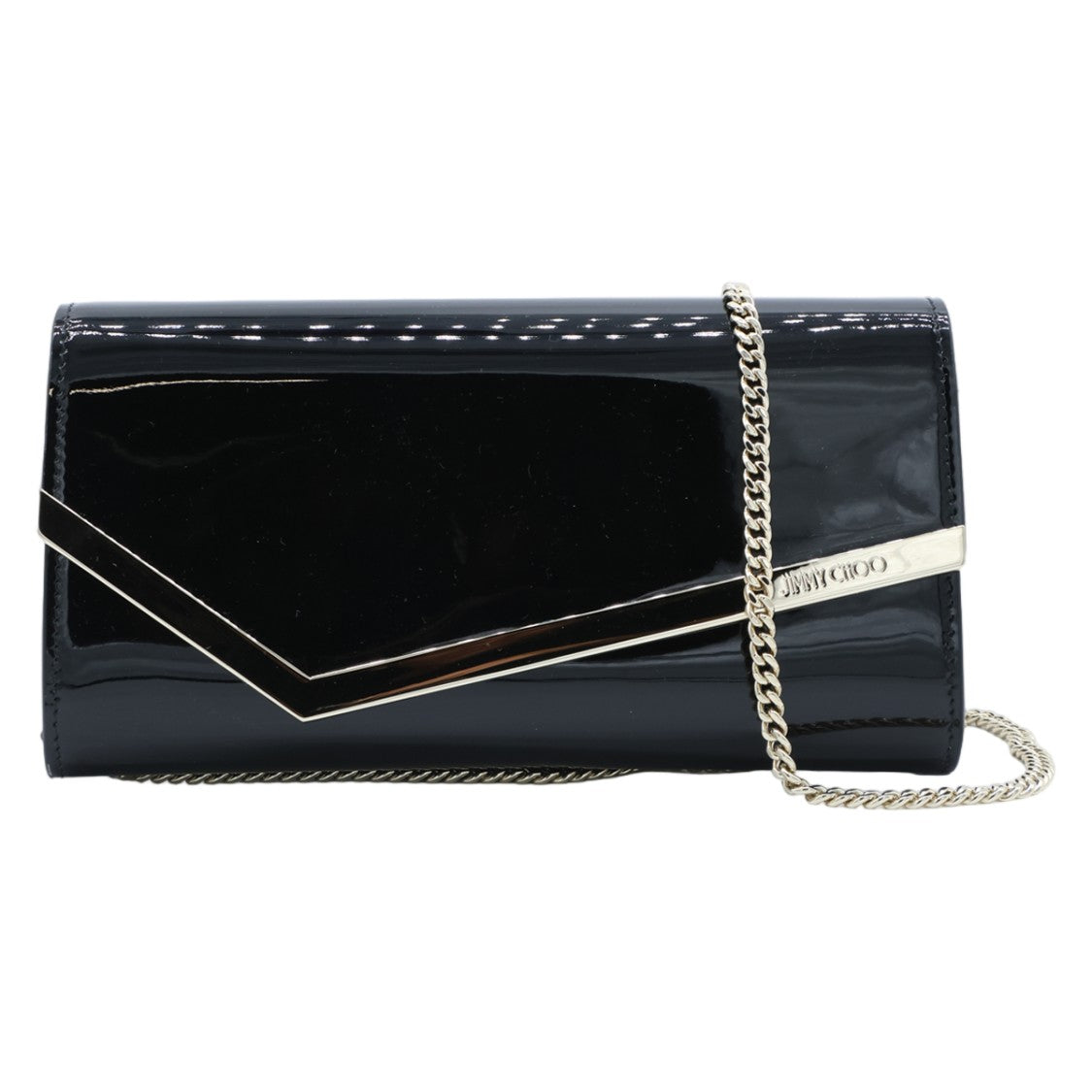 Jimmy Choo Rectangular Black Clutch With Metallic Accent