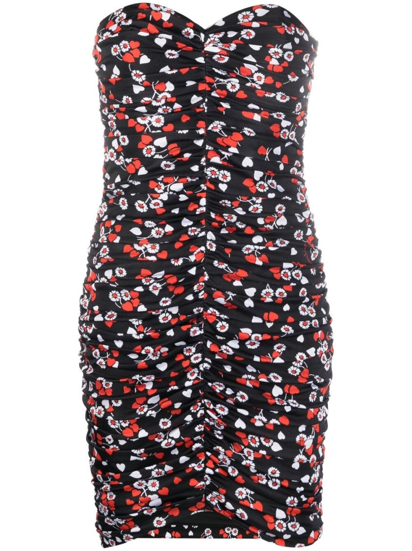 Moschino Floral-Print Strapless Minidress