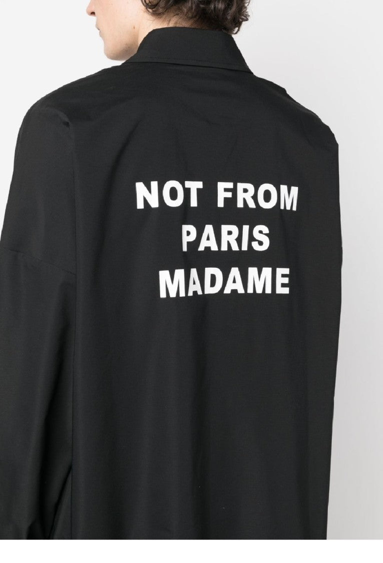 Drôle De Monsieur Black Jacket With Bold Slogan Design