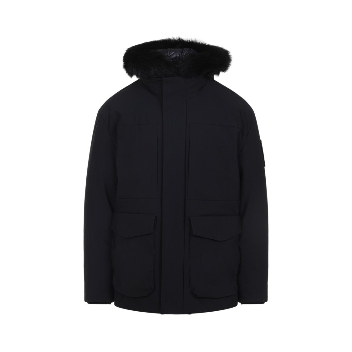 Moose Knuckles Feather Down Blend Jacket With Fur-Trimmed Hood