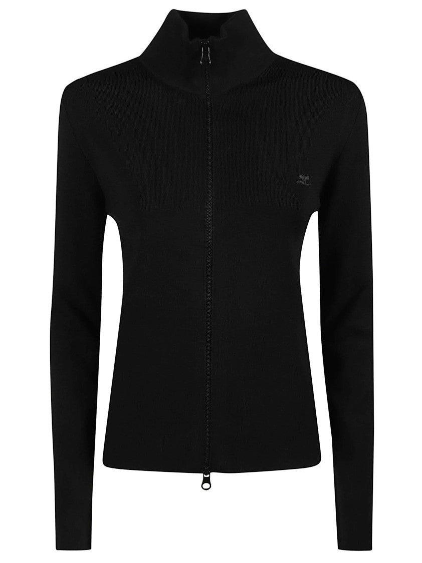 Courrèges Merino Wool Zippered Cardigan