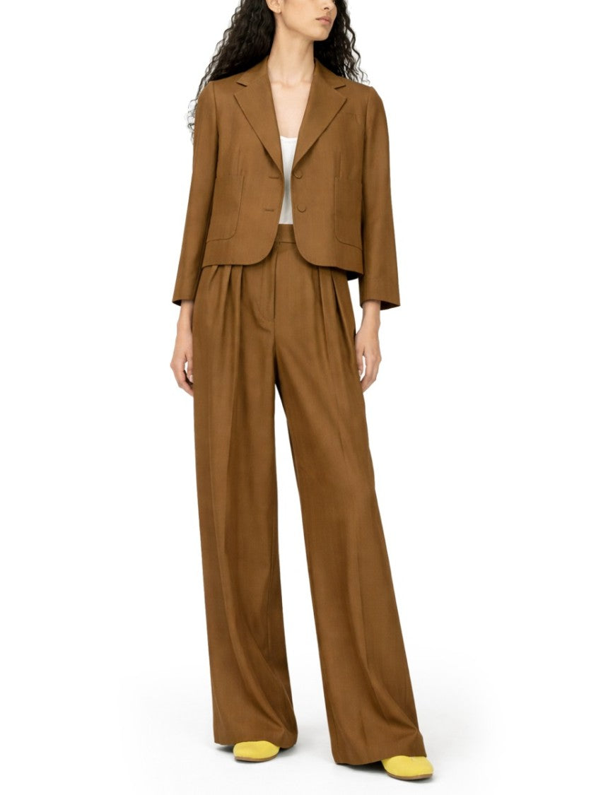 Dries Van Noten Neutral Wide-Leg Belted Wool-Blend Formal Pants