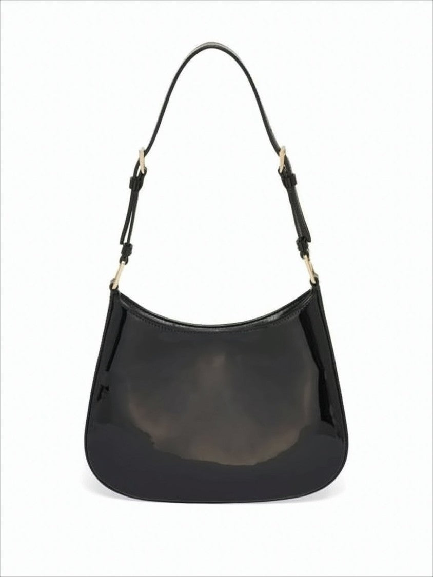 Prada Glossy Patent Leather Shoulder Bag With Gold-Tone Hardware