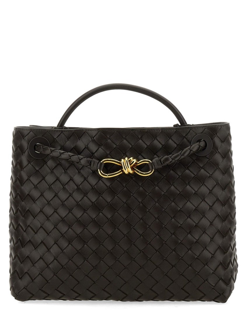 Bottega Veneta Medium Shoulder Bag In Woven Lamb Leather With Gold Detail