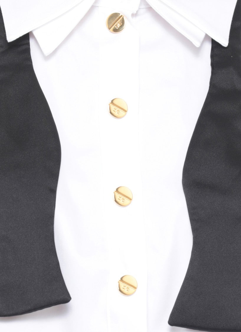 Elisabetta Franchi Crisp White Cotton Shirt With Tied Cuffs