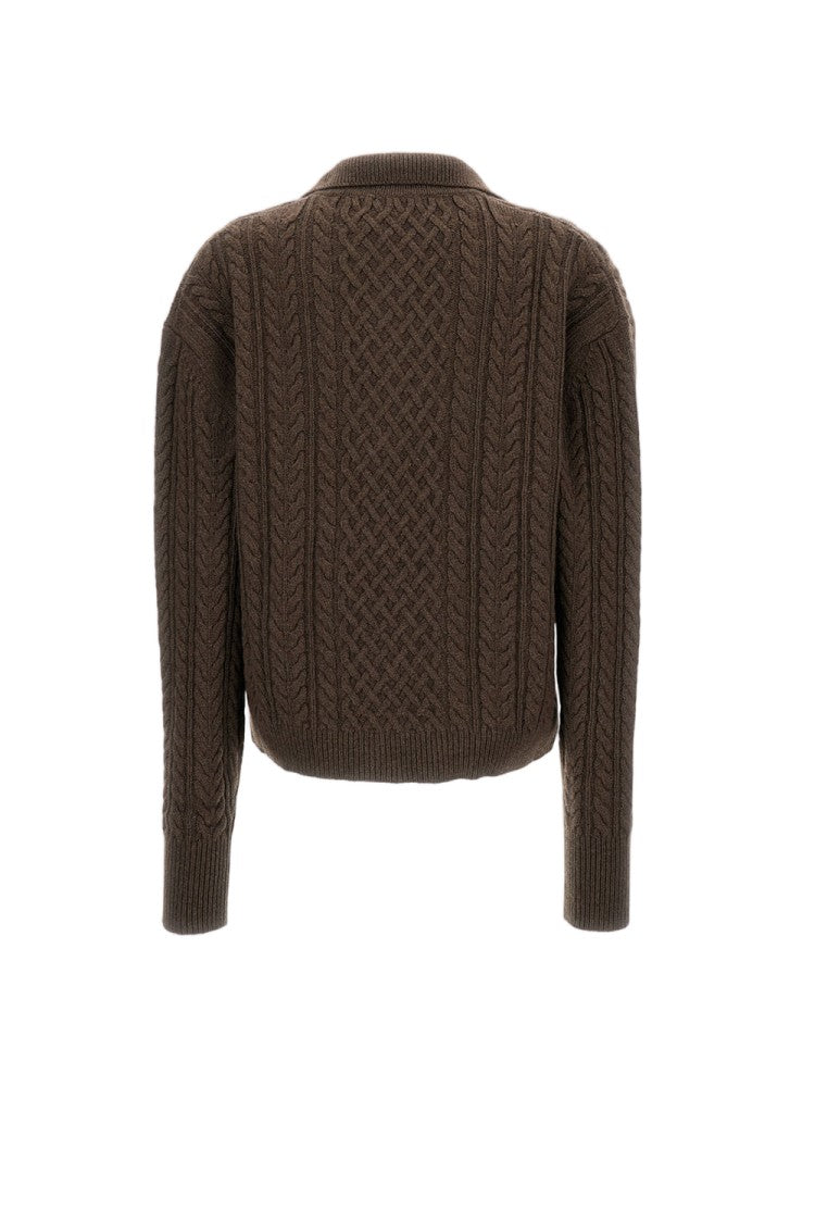 Des Phemmes Embroidered Cable Knit Sweater