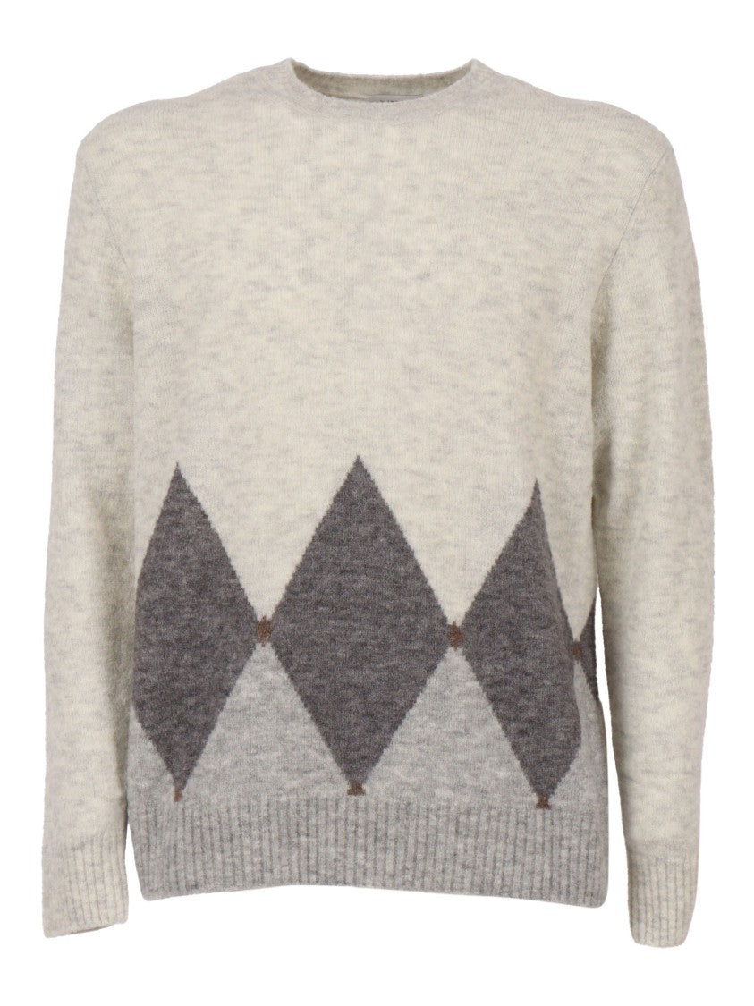 Ballantyne Classic Crew Neck Pullover In Subtle Argyle Pattern