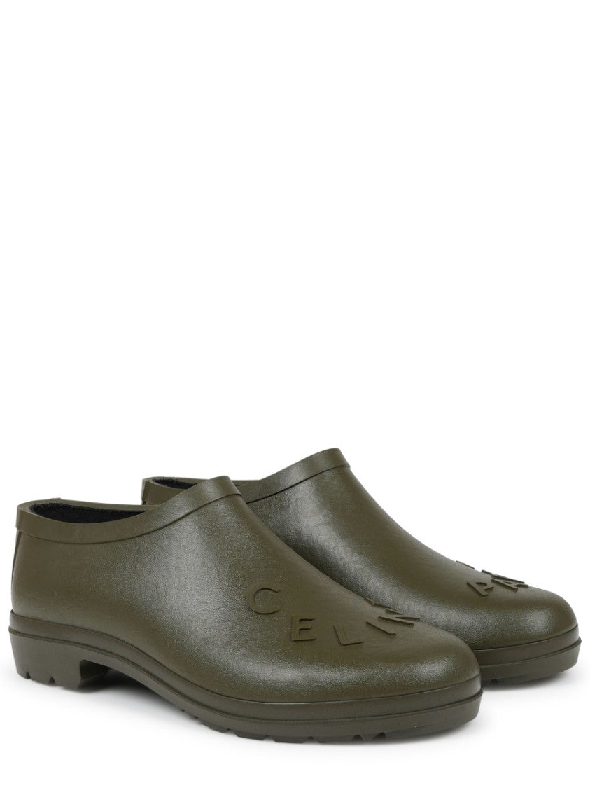 Celine Garden Olive Green Seamless Rubber Mules