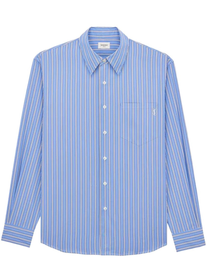 Saint Laurent Chemise Vertical Striped Classic-Collar Shirt