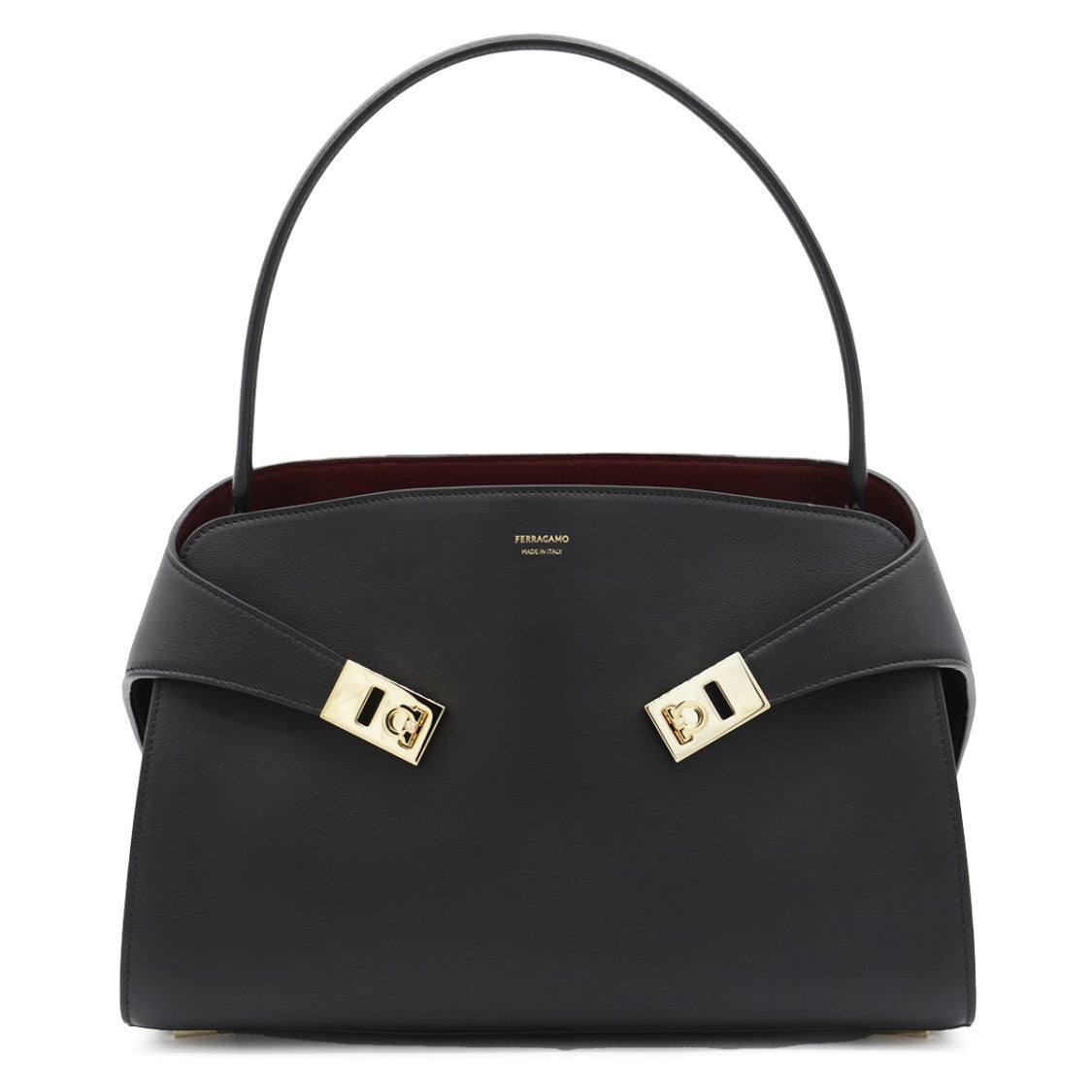 Ferragamo Black Leather Hug S Top Handle Bag