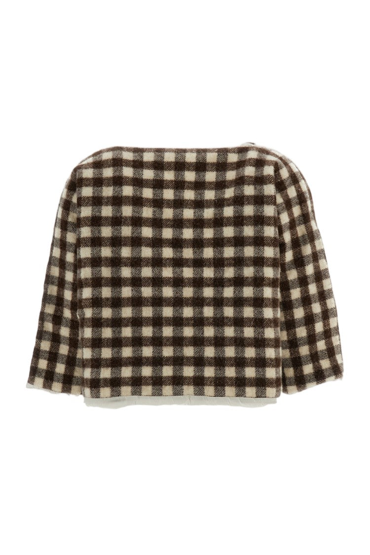 Daniela Gregis Multicolor Plaid Bonded Wool Scarf Jacket