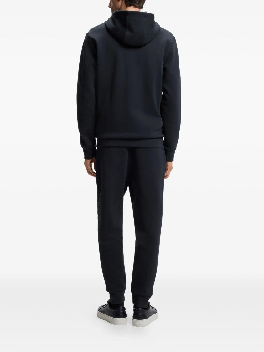 Hugo Boss Minimalist Zip-Up Hoodie With Drawstring Hood And Logo Patch