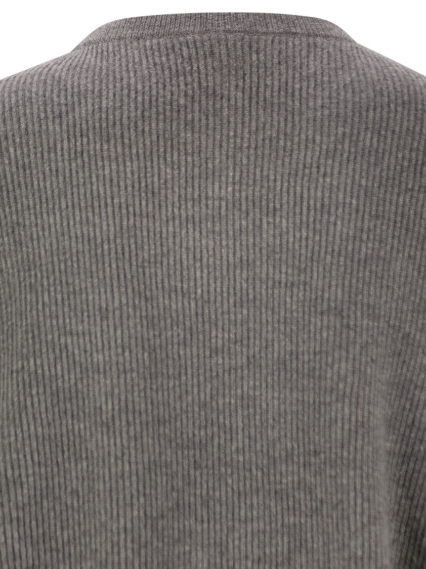 Brunello Cucinelli English Rib Cashmere Sweater With Monile
