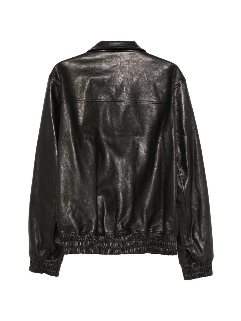 Valentino Nappa Leather Jacket With Front Zipper And Angled Pockets