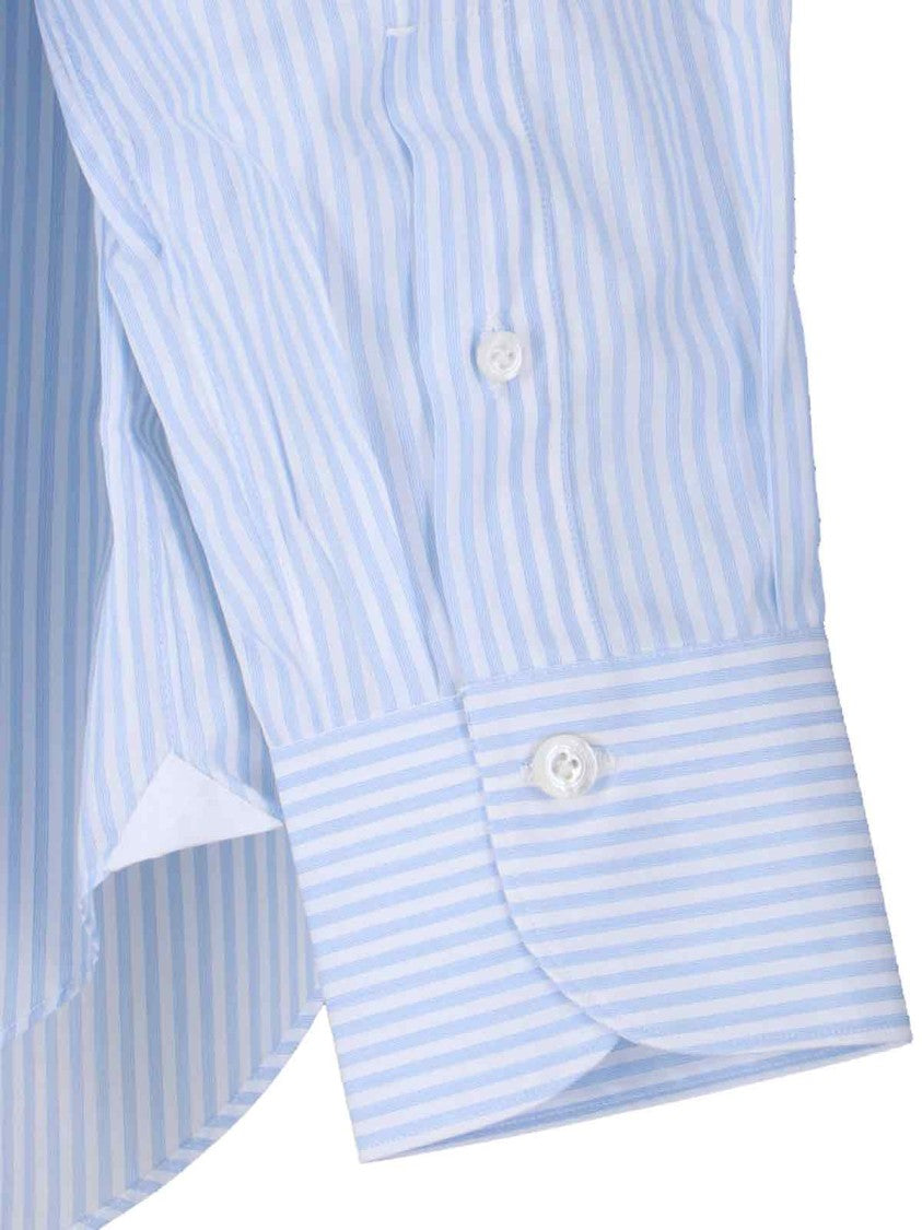 Finamore Light Blue Striped Shirt With Classic Collar
