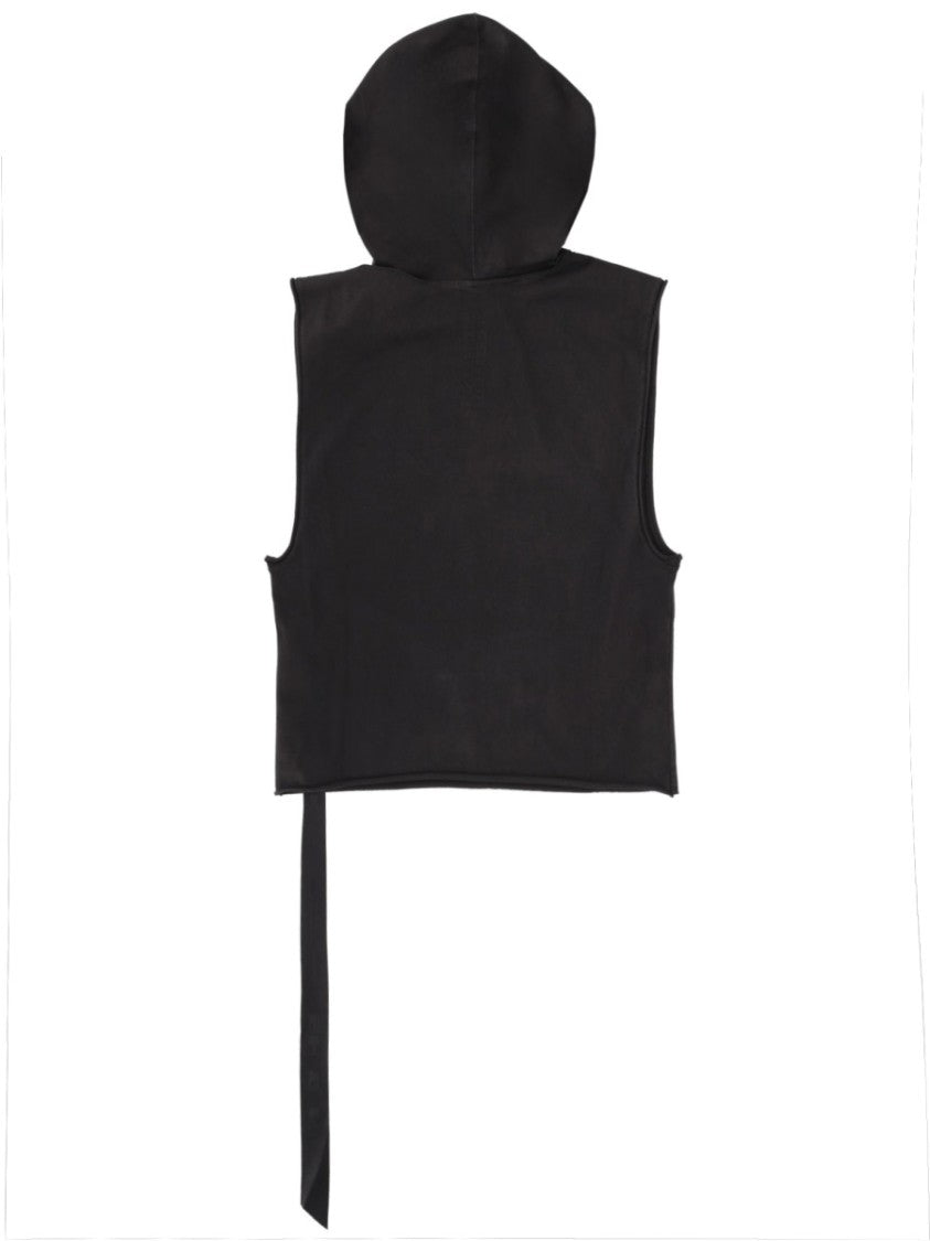 Drkshdw By Rick Owens Neutrals Hooded Cropped Asymmetrical Tunic