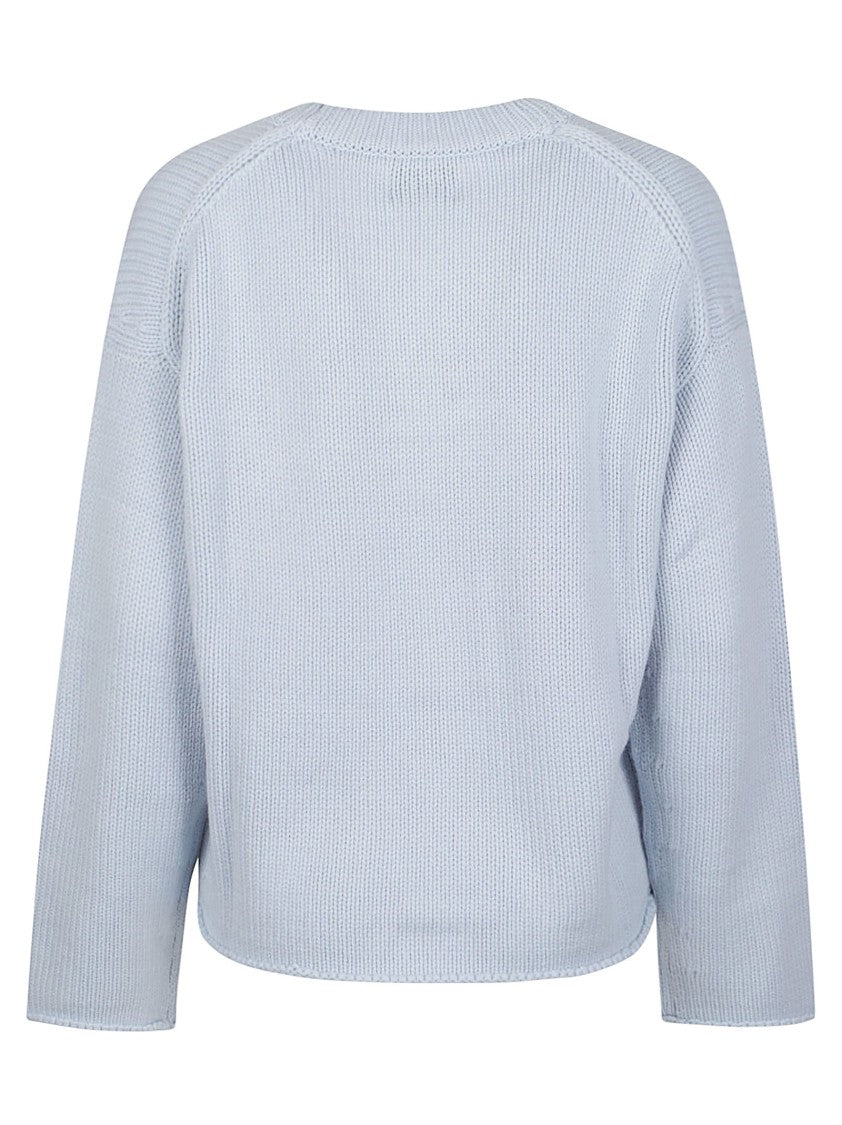 Loulou De Saison Blue Derry Lds U-Neck Cashmere Sweater