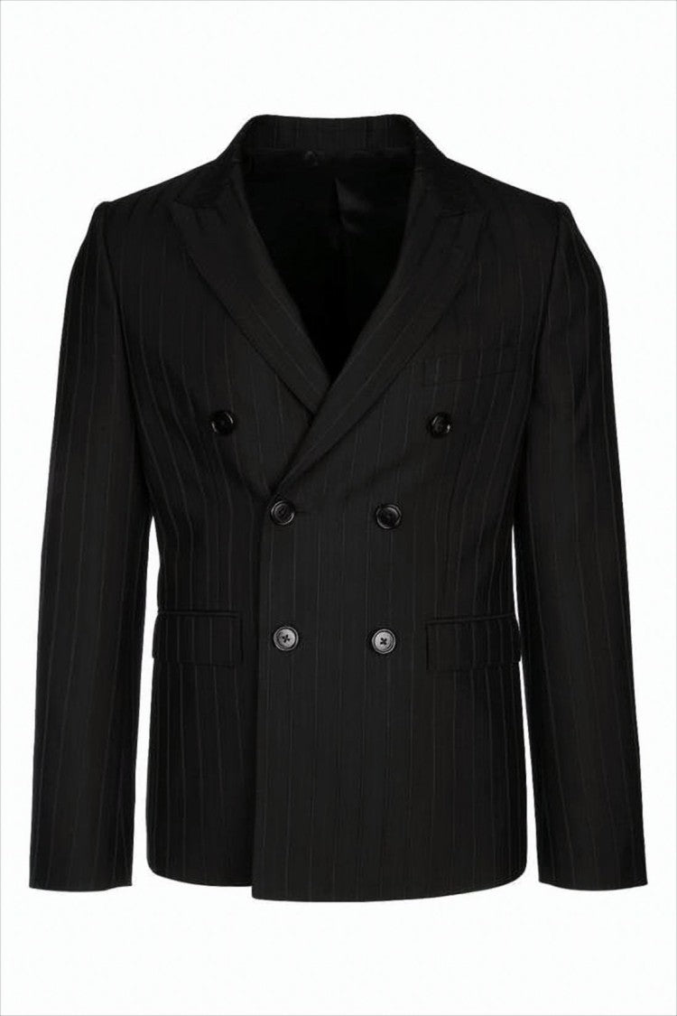 Celine Double-Breasted Tailored Jacket With Pinstripe Pattern
