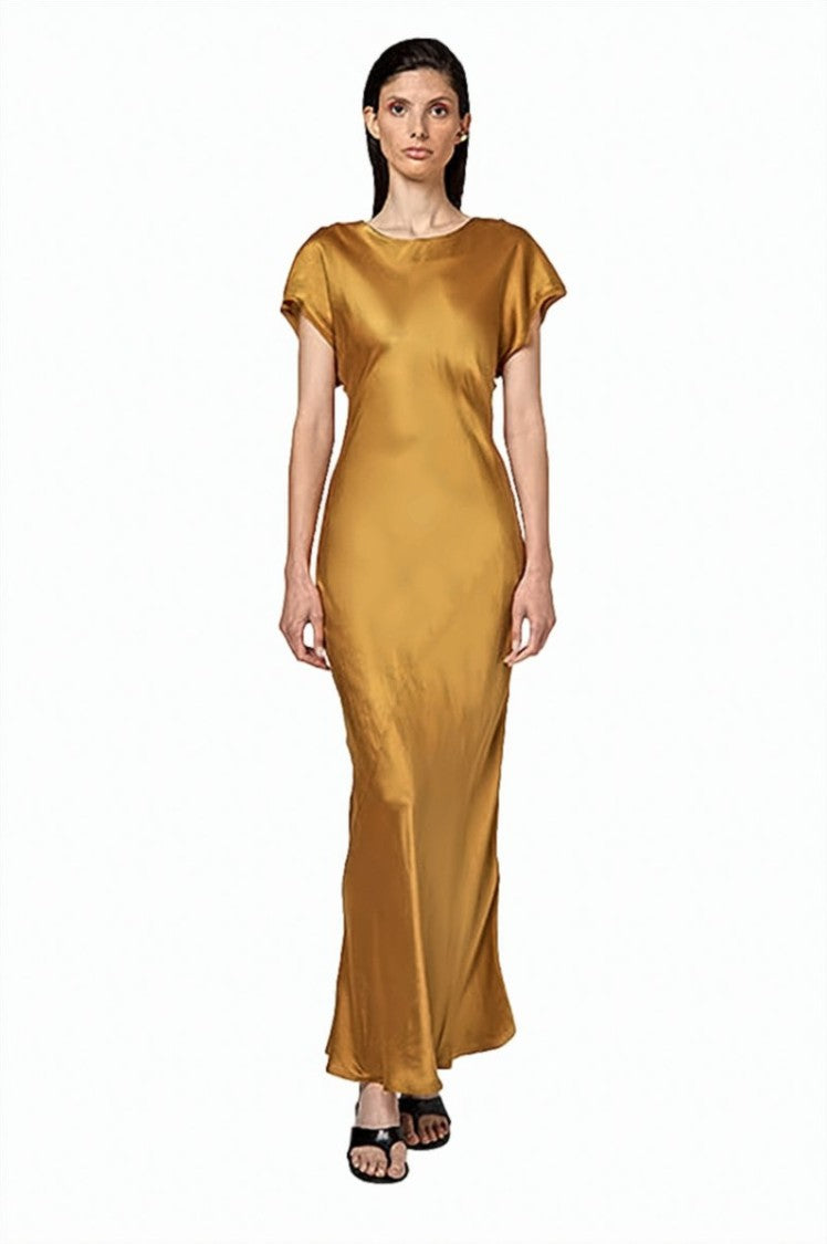 Alpha Studio Silk Round-Neck Sleeveless Maxi Dress