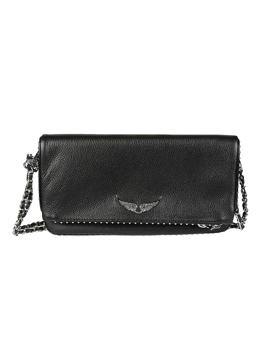Zadig & Voltaire Rock Studs Pebbled Leather Wing Shoulder Bag