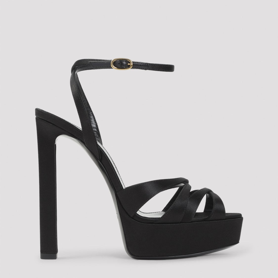 Saint Laurent High-Heeled Platform Sandal With Crisscross Straps