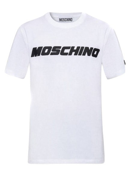 Moschino White Logo Print Cotton T-Shirt