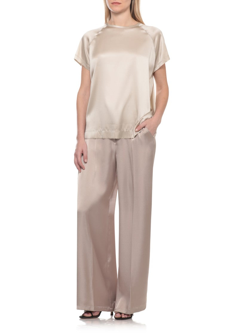 Panicale Ivory Silk Short Sleeve Blouse