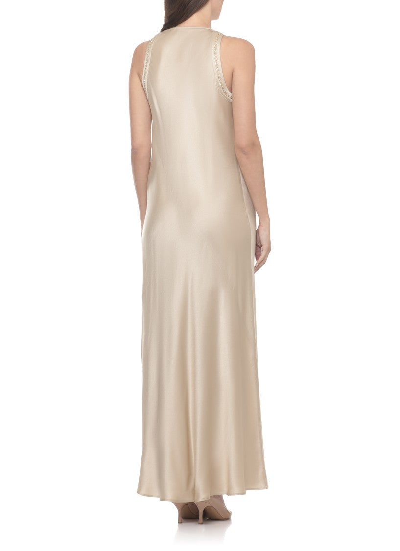 Antonelli Firenze Sleeveless Silk Blend Maxi Dress With Sequin Details