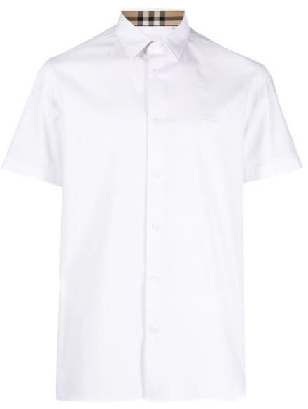 Burberry Short-Sleeved White Shirt With Button-Down Collar