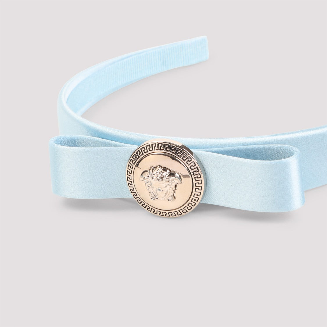 Versace Satin-Finish Light Blue Headband With Bow