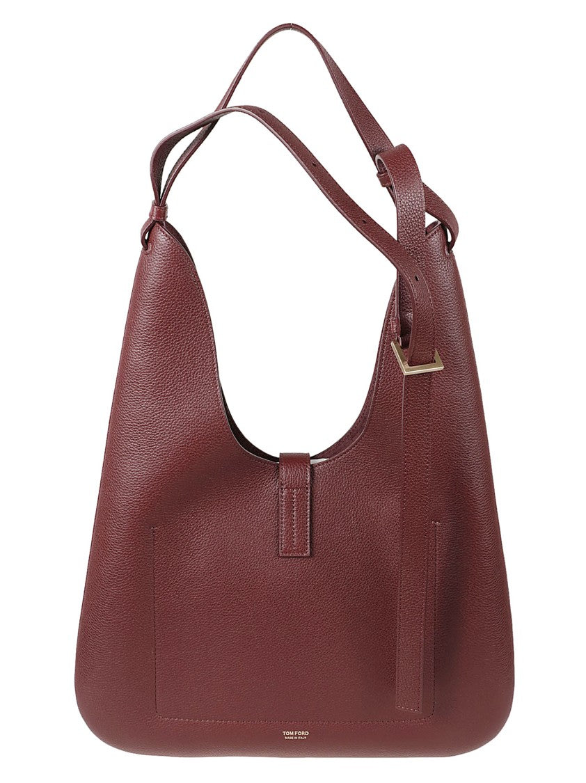 Tom Ford Structured Brown Calf Leather Shoulder Bag