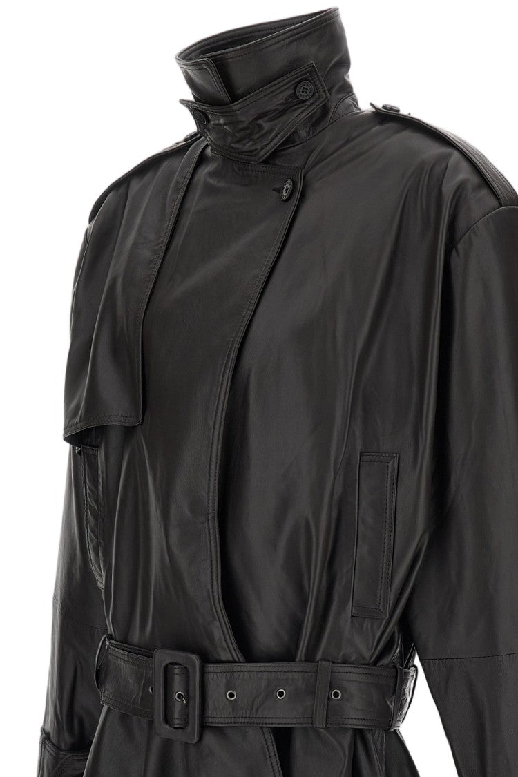 Rotate Dark Brown Biker Matte Leather Jacket