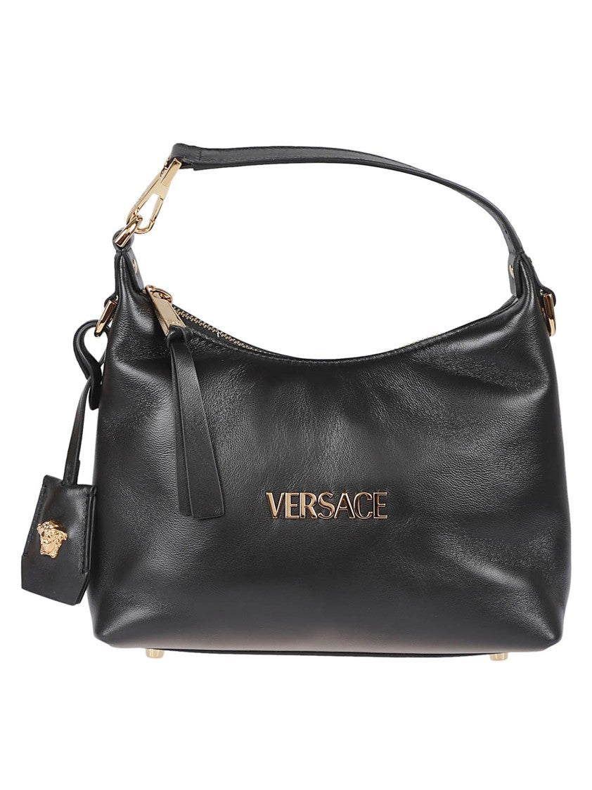 Versace Black Leather Bag With Adjustable Strap