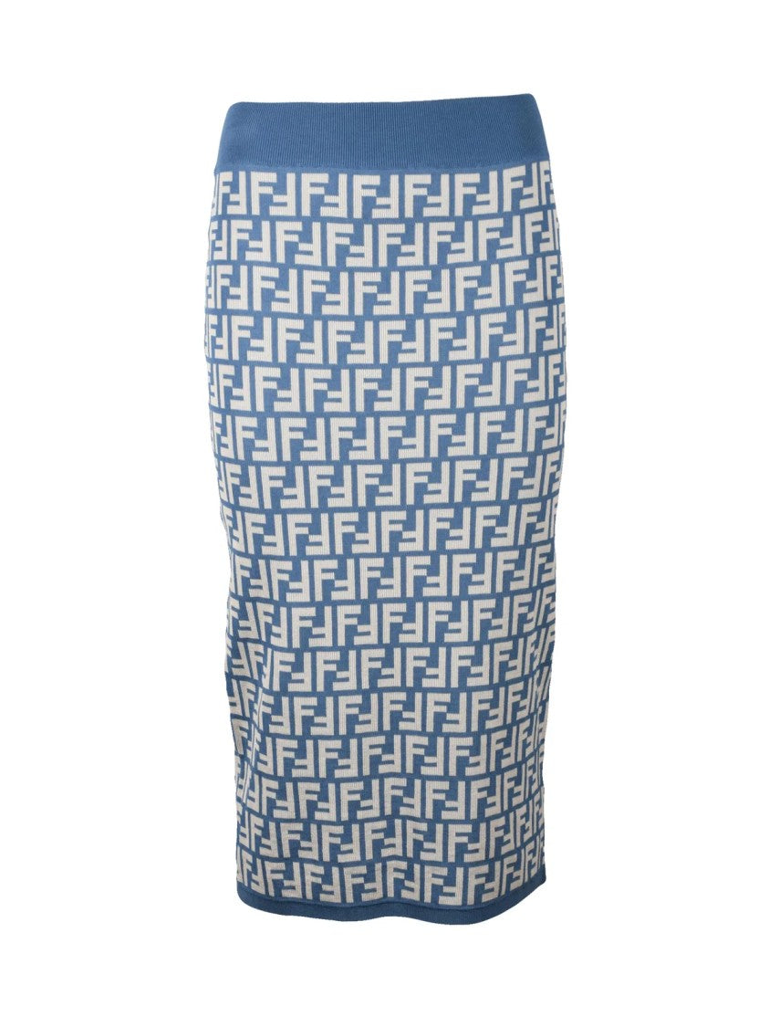 Fendi Knit Midi Skirt - Powder Pink/Black